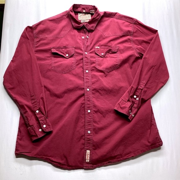 Rafter C Other - Rafter C Cowboy Collection Mens Burgundy Western Pearl Snap Shirt RC20007235